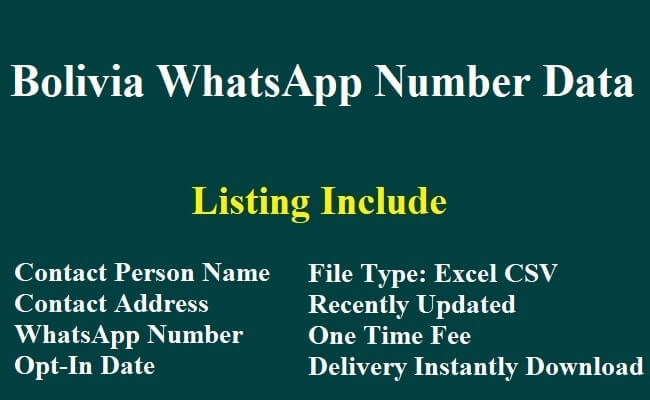 玻利维亚 Whatsapp 数据