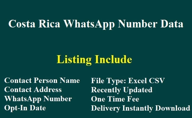 哥斯达黎加 Whatsapp 数据