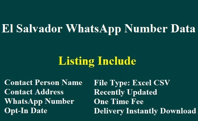 萨尔瓦多 Whatsapp 数据