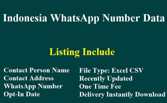 印度尼西亚 Whatsapp 数据